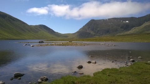 The pass, looking south, with Ben Alder on the right